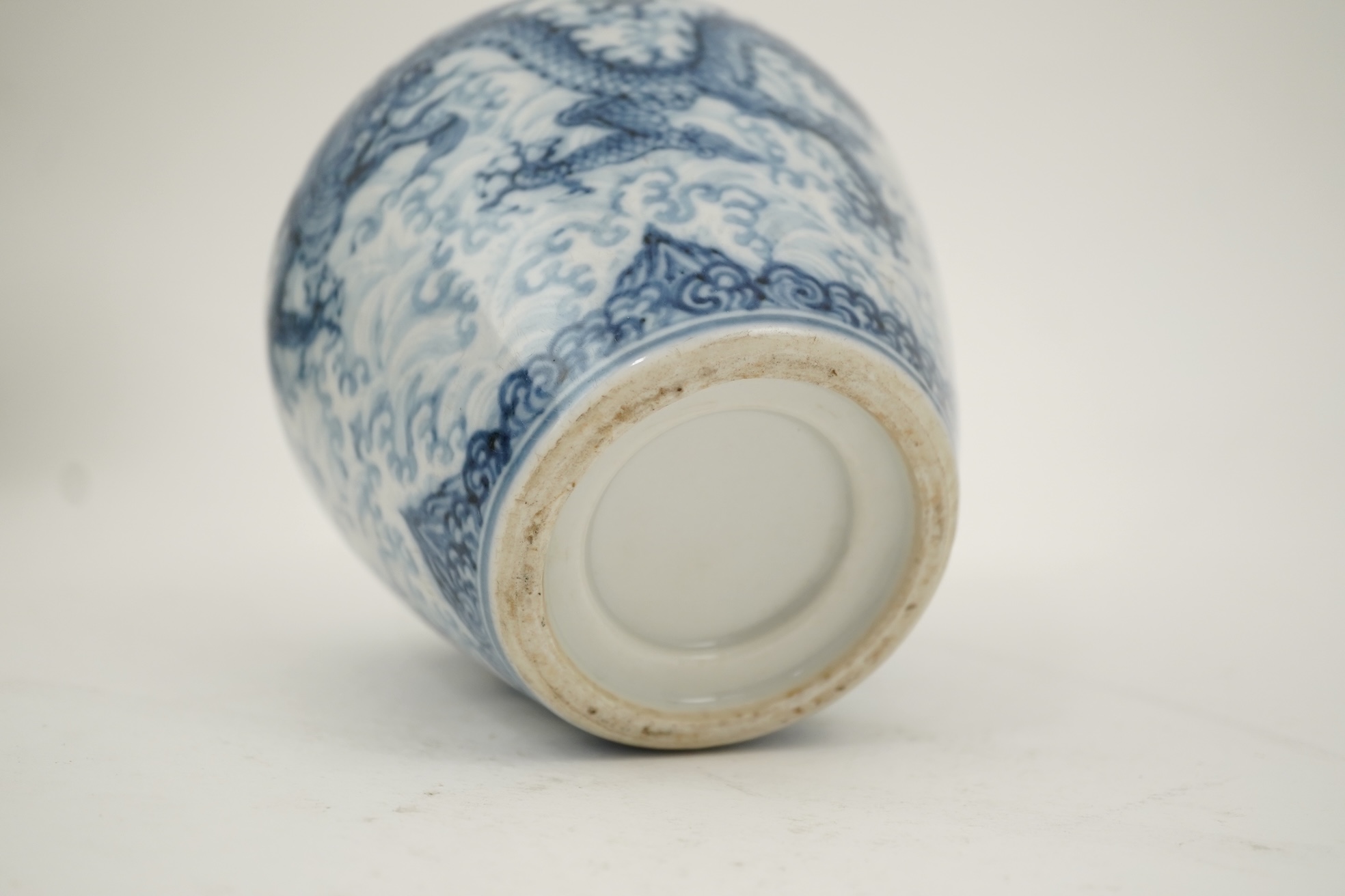 A Chinese blue and white 'dragon' vase, probably Qing dynasty